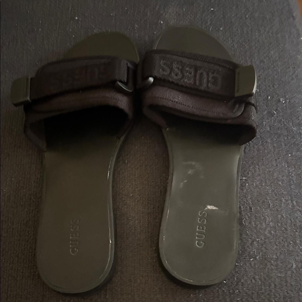 Guess Black Slide Sandals with Logo Strap